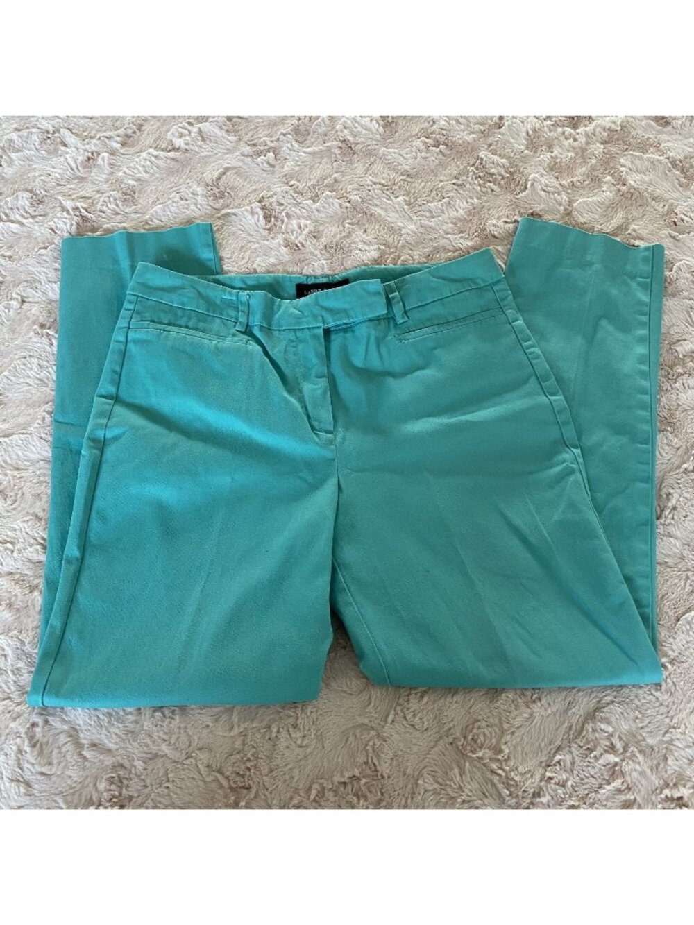 Larry Levine Womens 8 Cropped Pants Bright Blue Long Capri